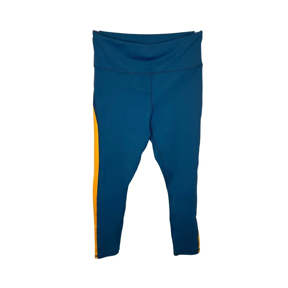 ZYIA Active Teal Blue Athletic Stripe Leggings Women's‎ Size 8-10 Athleisure